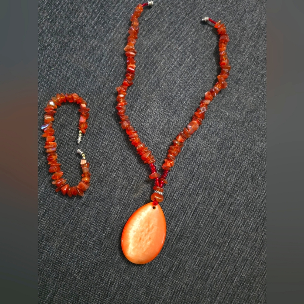 Red Agate Necklace and Bracelet